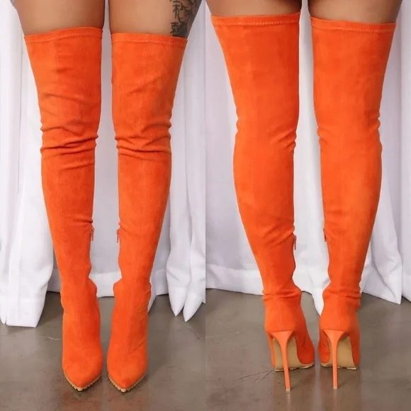 Fashion Nova Shoes - Fashion Nova Orange Over-the-Knee Stiletto Boots